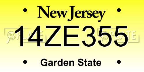 14ZE355 New Jersey License Plate