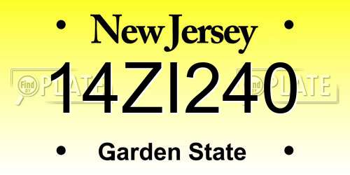 14ZI240 New Jersey License Plate