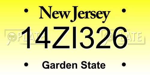 14ZI326 New Jersey License Plate