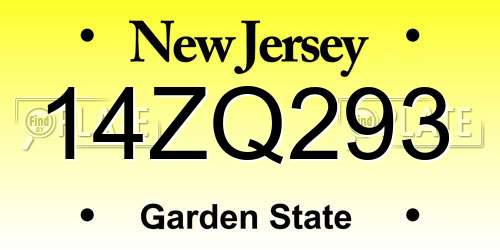 14ZQ293 New Jersey License Plate