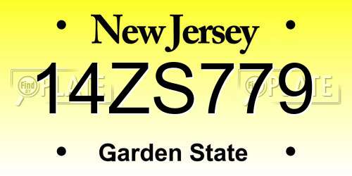 14ZS779 New Jersey License Plate