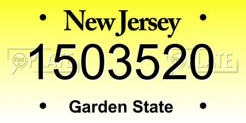 1503520 New Jersey License Plate