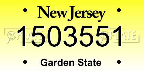 1503551 New Jersey License Plate