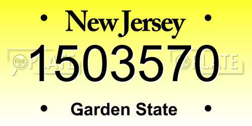 1503570 New Jersey License Plate
