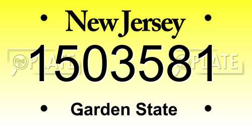 1503581 New Jersey License Plate