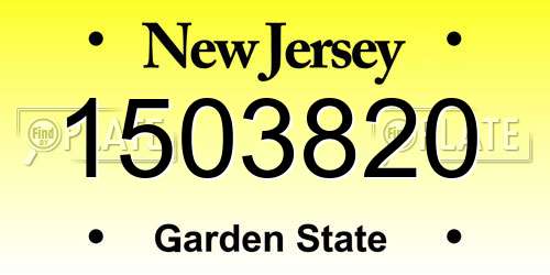 1503820 New Jersey License Plate