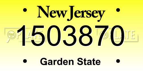 1503870 New Jersey License Plate