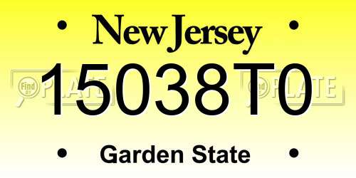 15038T0 New Jersey License Plate