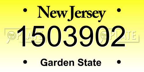 1503902 New Jersey License Plate