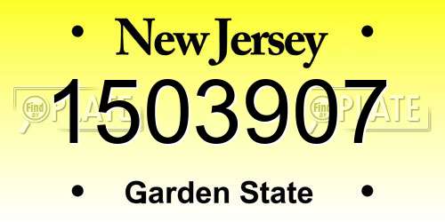 1503907 New Jersey License Plate