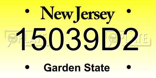 15039D2 New Jersey License Plate