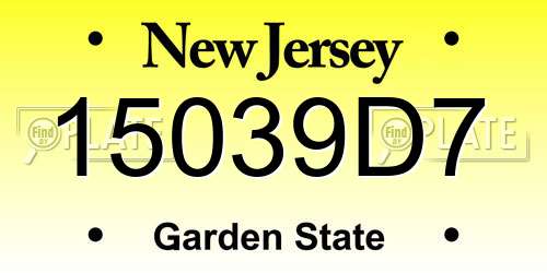 15039D7 New Jersey License Plate