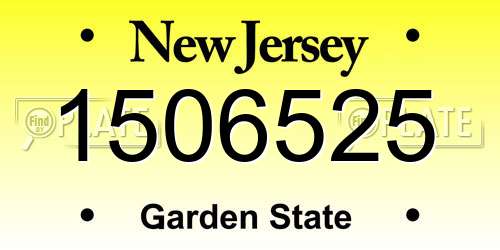 1506525 New Jersey License Plate