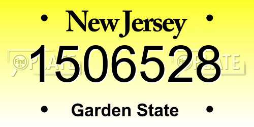 1506528 New Jersey License Plate