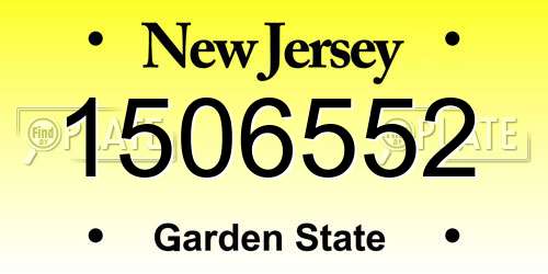 1506552 New Jersey License Plate