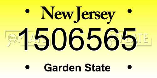 1506565 New Jersey License Plate