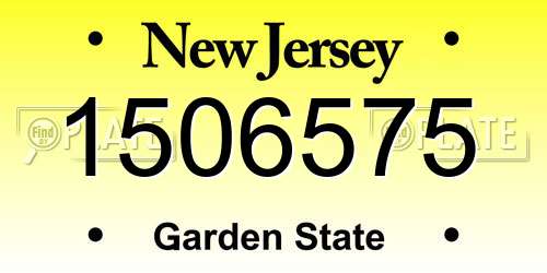 1506575 New Jersey License Plate