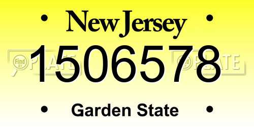 1506578 New Jersey License Plate