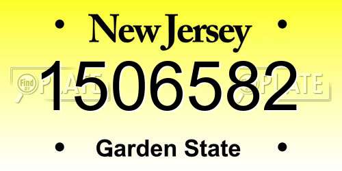 1506582 New Jersey License Plate