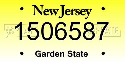 1506587 New Jersey License Plate