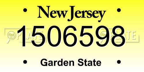 1506598 New Jersey License Plate