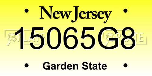 15065G8 New Jersey License Plate