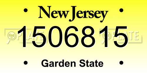 1506815 New Jersey License Plate