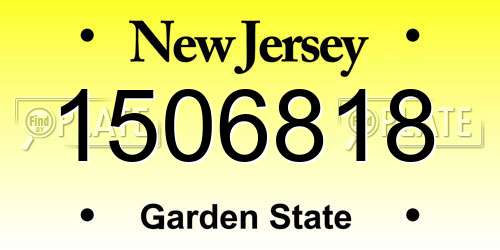 1506818 New Jersey License Plate