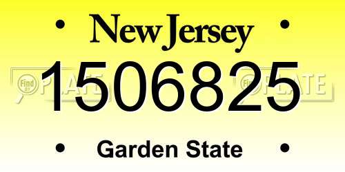 1506825 New Jersey License Plate