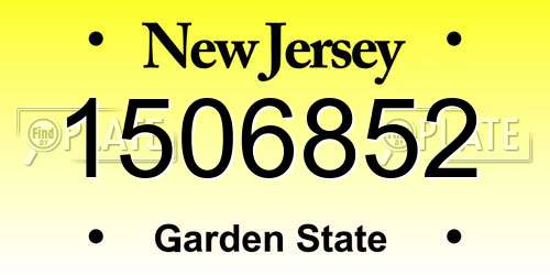 1506852 New Jersey License Plate