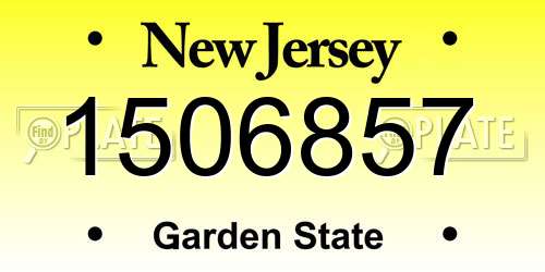 1506857 New Jersey License Plate