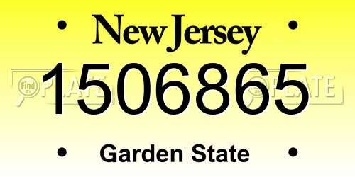 1506865 New Jersey License Plate