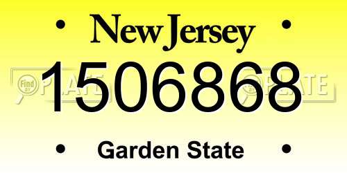 1506868 New Jersey License Plate