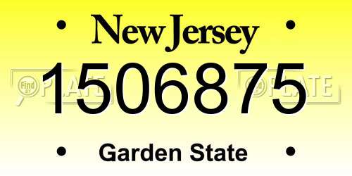 1506875 New Jersey License Plate