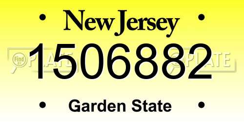 1506882 New Jersey License Plate