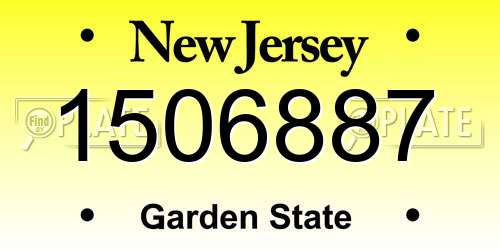 1506887 New Jersey License Plate