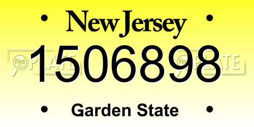 1506898 New Jersey License Plate