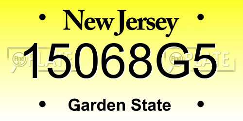 15068G5 New Jersey License Plate