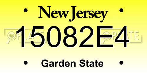 15082E4 New Jersey License Plate