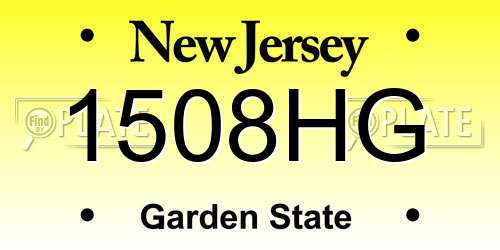 1508HG New Jersey License Plate