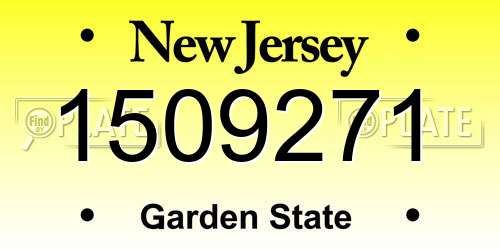 1509271 New Jersey License Plate