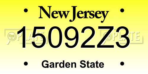 15092Z3 New Jersey License Plate