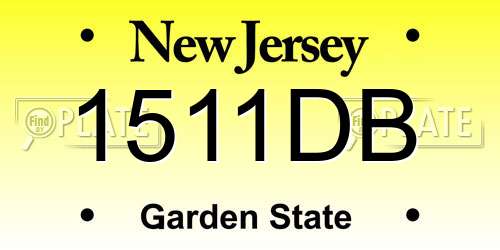 1511DB New Jersey License Plate
