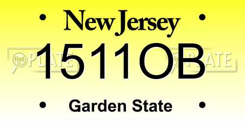 1511OB New Jersey License Plate