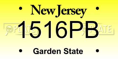1516PB New Jersey License Plate