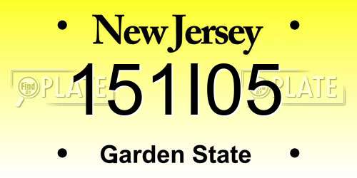151I05 New Jersey License Plate