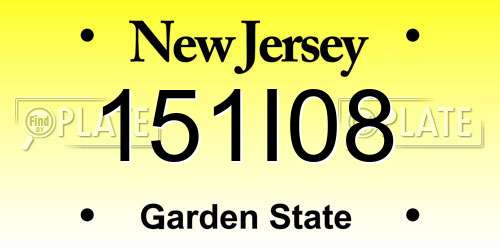 151I08 New Jersey License Plate