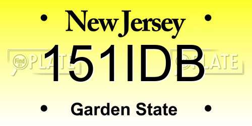 151IDB New Jersey License Plate