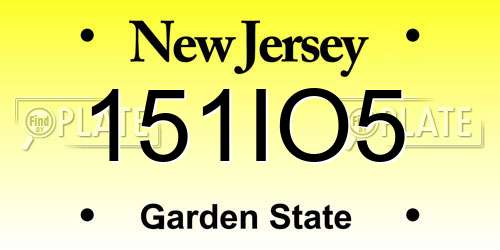 151IO5 New Jersey License Plate