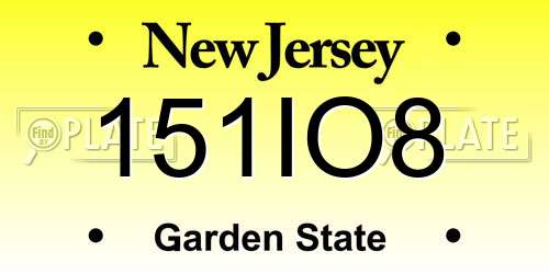 151IO8 New Jersey License Plate